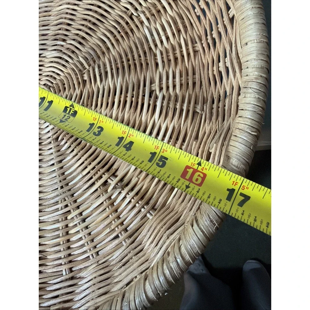 Large Round Woven Natural Rattan Handmade Harvest Serving Platter Vintage‎ 17''